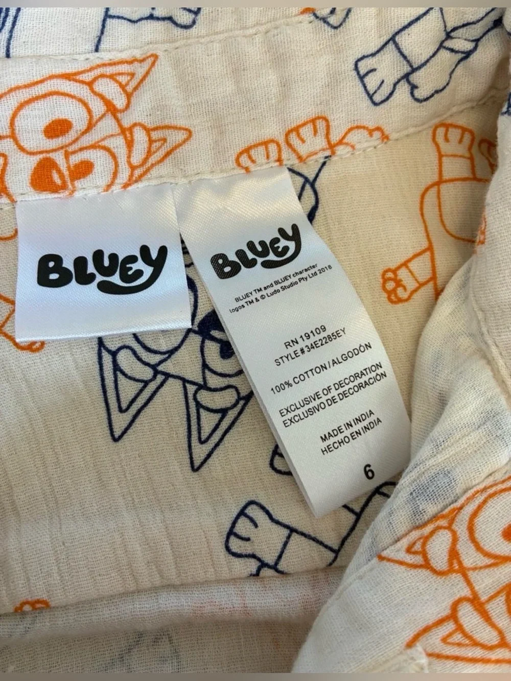 Bluey piece shirt